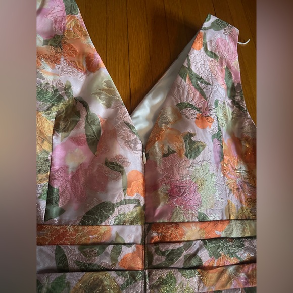 Adrianna Papell Jacquard Floral Print V Neck Sleeveless A Line Dress, 20W, NWT - Picture 9 of 11